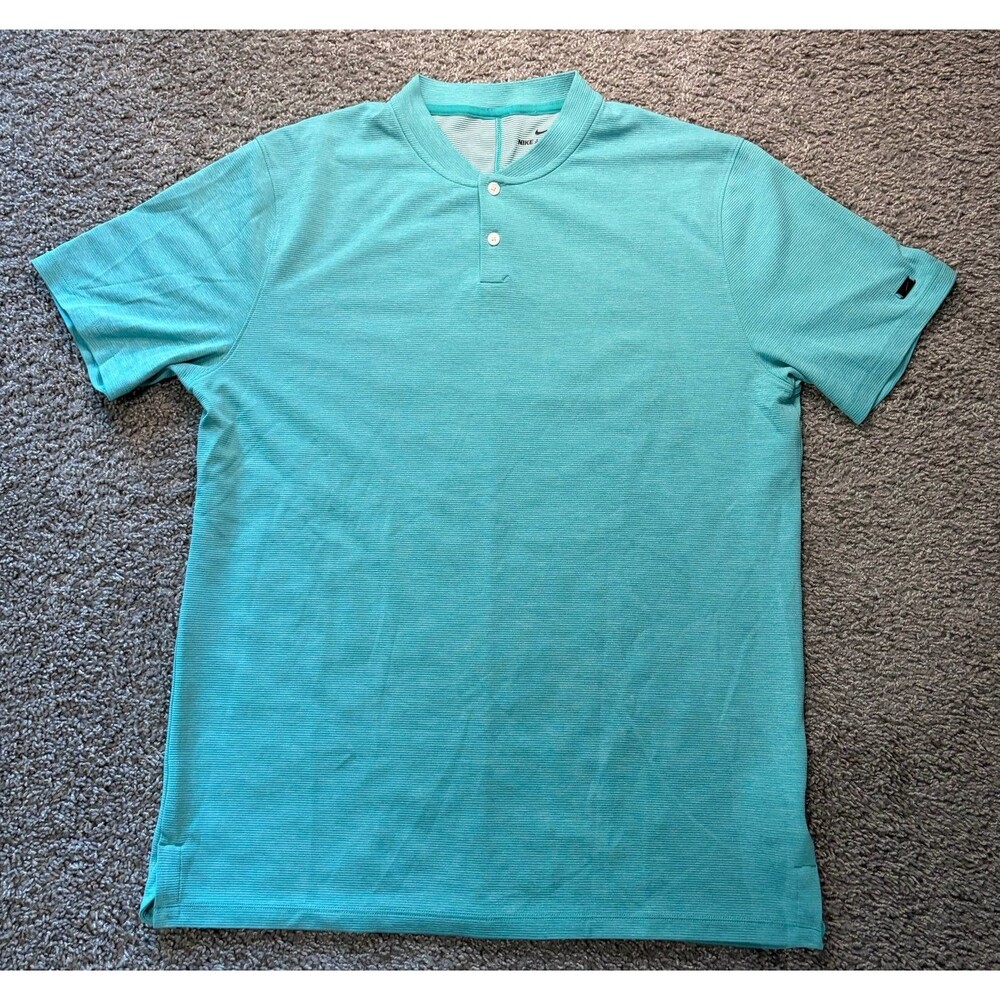 Nike Golf Tiger Woods AeroReact Mock Blade Polo BV1315-309 Mineral Teal Sz L